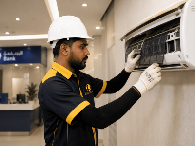 HVAC maintenance in a modern bank
